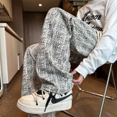 Hearujoy Autumn Corduroy Pants Men Fashion Retro Plaid Pants Men Japanese Streetwear Hip-hop Loose Wide Leg Pants Mens Vintage Trousers